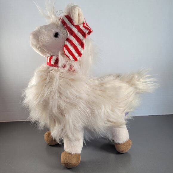 Pier 1 Imports White Llama Plush 12" with Red Hat & Scarf Holiday Decor - Picture 12 of 15